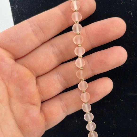 NWT CHICOS Marcela Pink Rose & Gold Horn Statement Necklace - Picture 3 of 4